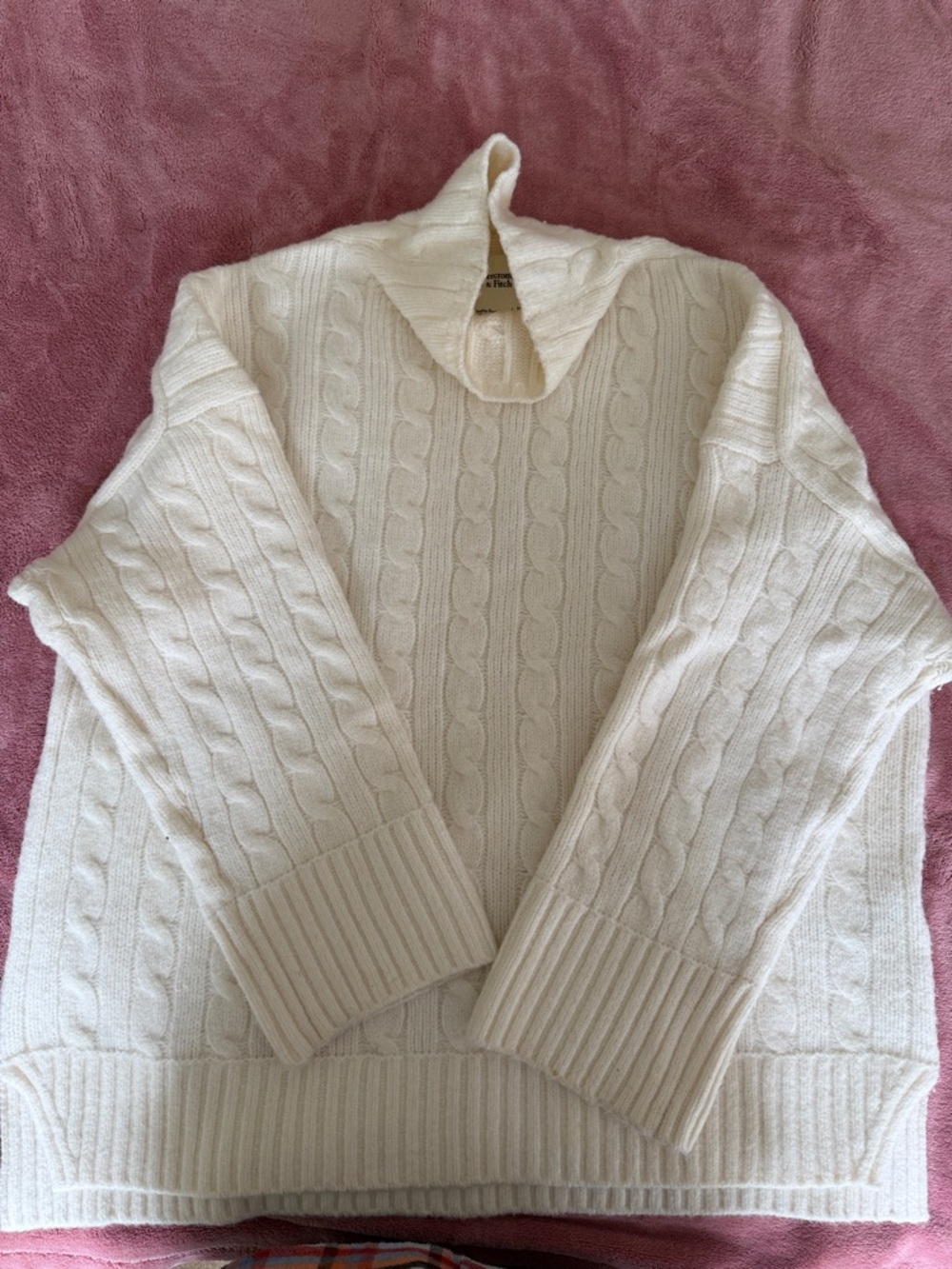 Abercrombie & Fitch Cream Cable Turtleneck Sweater